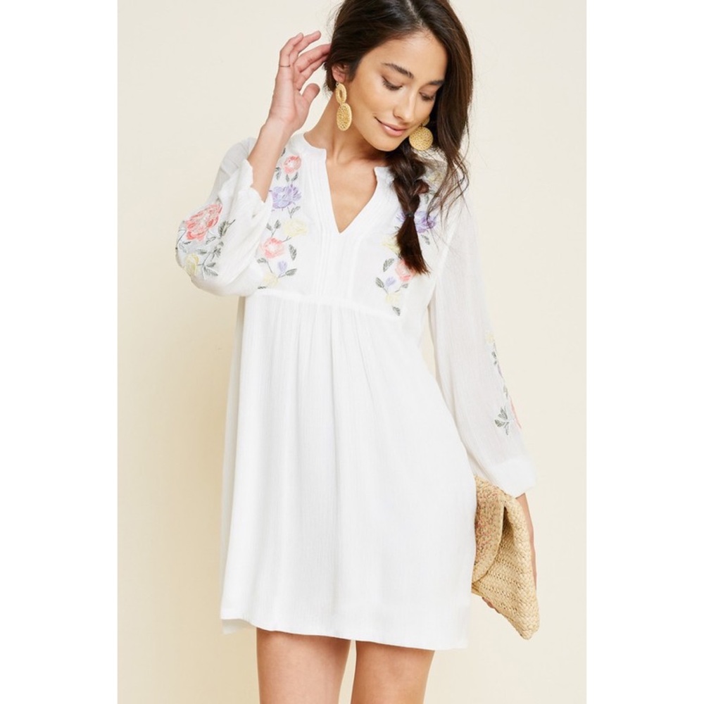 Embroidered Floral Mini Dress SIZE MED & LG